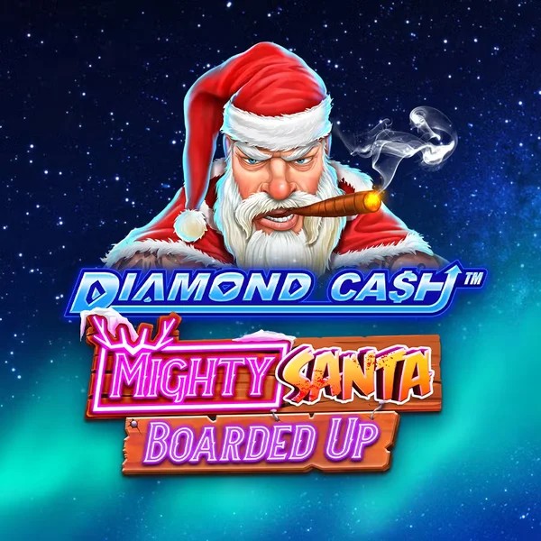 Diamond Cash Mighty Santa Boarded Up by Greentube, showcased at www.slotmonster.casino – game logo